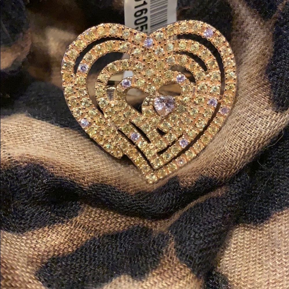Super cute heart ring with pink&clear rhinestones